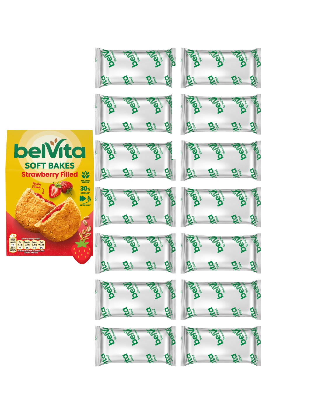 Belvita Soft Baked Strawbery Filled Breakfast Biscuits (14 x 50g Bars)